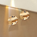 Gold Tone Hammered Round Disc Oversized Stud Earrings view 6