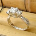 Silver Princess Three Stone Clear CZ Split Shank Ring view 1