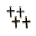 Black Inlay Cross Charm Metal Jewelry Making Component In 2 Finishes view 5