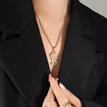Gold Crown Initial Letter Pendant Necklace Rope Chain view 10