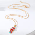 Gold Tone Slipper Evil Eye Pendant Necklaces in Red and Black view 4