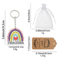 Wood Teacher Rainbow Heart Keychain Printed Charm Ring view 2