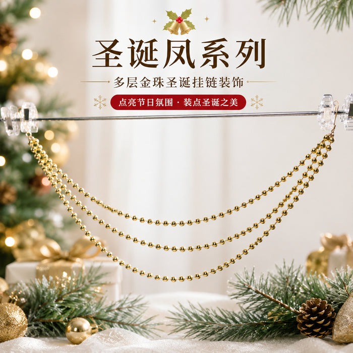 Triple Layer Gold Ball Bead Garland Christmas Tree Decor