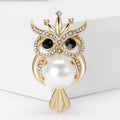 Owl Crystal Brooch With Large Pearl Body in Two Tones view 2
