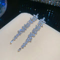 Long Square Crystal Tassel Earrings in Silver and Gold view 6
