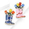 Tulip Rain Boots Brooch With Colorful Tulips Arranged Inside Glossy Enamel Rain Boots view 3
