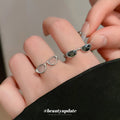 Tiny Eyeglasses Open Ring In Silver Tone With Black Or Transparent Lenses view 3