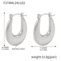 Thick U Shape Hoop Earrings Stainless Steel Gold Steel Tone view 7