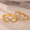 Gold Titanium Steel Cuff Bangle Bow Geometric Czech Crystal view 2