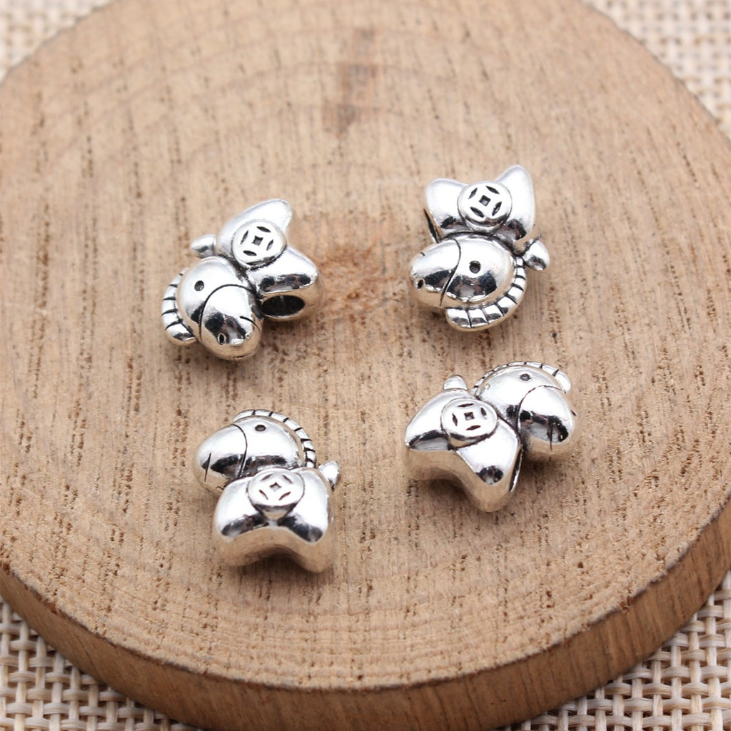 12x11x7mm 2.2g Antique Silver Zinc Alloy Horse Coin Large Hole Beads for Bracelet Jewelry Making