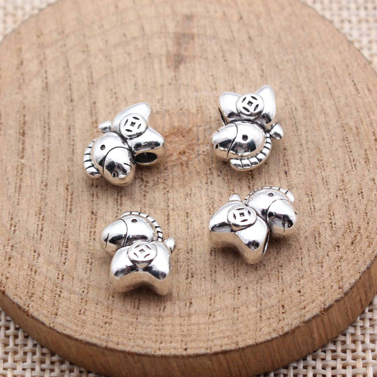 12x11x7mm 2.2g Antique Silver Zinc Alloy Horse Coin Large Hole Beads for Bracelet Jewelry Making