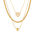 Gold Maman Heart Pendant And Dual Layer Chain Necklaces view 5