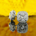 Square Halo Stud Earrings with White Center Stones view 3