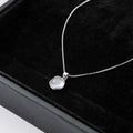 Silver Tone Box Chain Round White Cabochon Pendant Necklace view 4