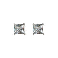 Silver Tone Square Cut Clear Stone Solitaire Stud Earrings For Women view 5