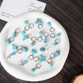 Turquoise Stone Silver Hoop Drop Earrings 11 Styles view 1