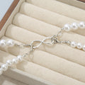 White Faux Pearl Double Strand Necklace With Silver-Tone Clasp view 3
