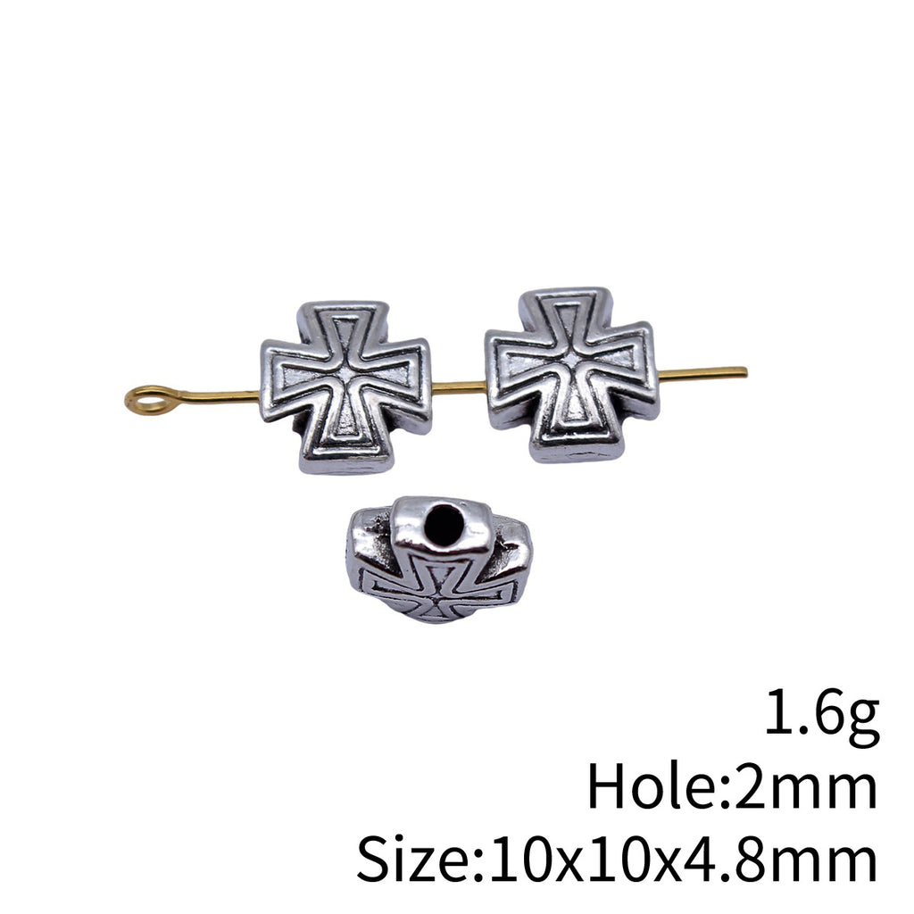 10x10x4.8mm 1.6g Multicolor Zinc Alloy Cross Loose Metal Beads for Bracelet Necklace DIY Making