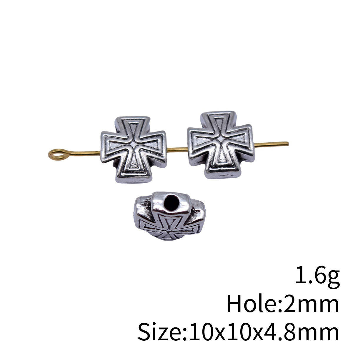 10x10x4.8mm 1.6g Multicolor Zinc Alloy Cross Loose Metal Beads for Bracelet Necklace DIY Making