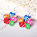 Silver Tone Hibiscus Acrylic Hook Earrings in Three Colors view 4