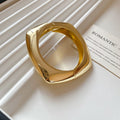 Gold Silver Polished Hinged Metal Bangles Square Wide Twist view 6