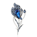 Crystal Feather Leaf Brooch Blue Silver Purple Gold Tone view 5