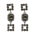 Silver Gray Crystal Geometric Triple Drop Stud Earrings view 5