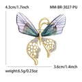 Butterfly Insect Brooch Translucent Wings Rhinestone Body Pin view 6