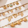Gold Ocean Charm Bracelets Shells Fish Leaves Hearts Bells view 2