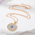 Gold and Silver Tone Crystal Round Evil Eye Pendant Necklaces view 2