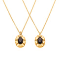 Gold Stainless Steel Oval Black Zircon Geometric Pendant Necklace view 5
