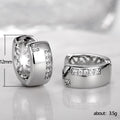 Silver U-Shape Wide Huggie Hoop Earrings Clear CZ Accents view 5