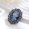 Black Gold Tone Woman Portrait Two Designs Metal Brooch Pin view 5