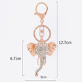 Rose Gold Rhinestone Elephant Head Keychain Lobster Clasp view 3