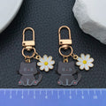 Daisy Cat Enamel Clasp Keychains in 8 Dark and Pastel Colors view 2