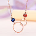 Interlocking Circle Necklace with Red and Blue Crystals view 6