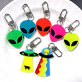 Neon Alien Head and UFO Acrylic Clip Keychains in Seven Designs view 5