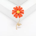 Enamel Daisy Flower Stem Brooch for Jackets Scarves and Coats view 4
