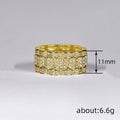 Wide Five Row Crystal Band Ring in Gold Tone With Clear Crystal Accents view 4