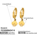 Crystal Four Leaf Flower Drop Hoop Earrings in Three Gold Tone Designs view 7