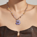 Amethyst Chip Necklace Resin Dried Flower Pendant Two Models view 2