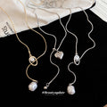 Pearl Drop and Loop Pendant Necklace Statement Fashion Jewelry view 2