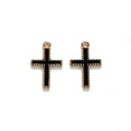 Black Inlay Cross Charm Metal Jewelry Making Component In 2 Finishes view 4