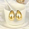 Silver Gold Tone Chunky Polished Teardrop Stud Earrings view 2