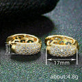 Gold Tone Crystal Pave Huggie Hoop Earrings Polished Statement Fashion Jewelry view 4
