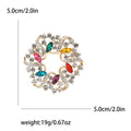 Gold Rhinestone Circle Wreath Brooch Red Blue Green view 7