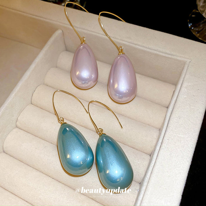 Glossy Teardrop Bead Earrings in Five Bright Color Options