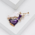 Flowing Dancing Woman Enamel Brooch in Blue and Purple view 4