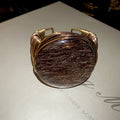 Gold Black Rose Stretch Bracelet and Round Disc Wire Cuff view 7