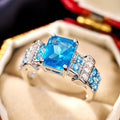 Rectangular Solitaire Geometric Ring In Five Center Colors view 2